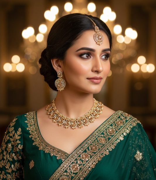 Zircon Necklace set with Tikka